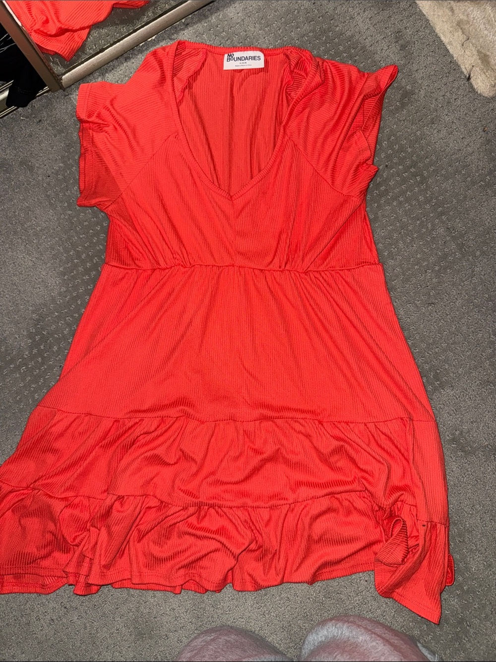 Boundaries coral V-Neck Ruffle Hem Dress